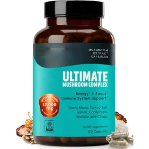 FreshCap Mushrooms Premium Organic Ultimate Mushroom Supplement - 12:1 Fruiting Body Extract with 29% Beta-Glucans - 3rd-Party Tested Nootropic for Energy, Focus & Immune Support (120 Capsules)