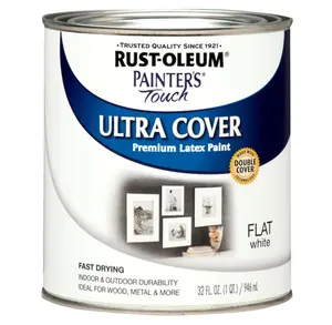 Painter's Touch Latex Paint, Quart, Flat White 32 Fl Oz (1 Quarts Pack of 1)