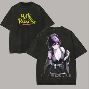 Hot Anime Hell's Paradise Washed T shirt Anime Lover Couples Plus 1Size Unisex personality Clothes Year round clothing Breathable