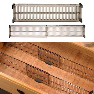 2PCS Adjustable Drawer Dividers No Punching Free Retractable Closet Storage Organizer Durable Cabinet Partition Board Home Kitchen Underwear Sock Space Saving Separator Organizer Tools