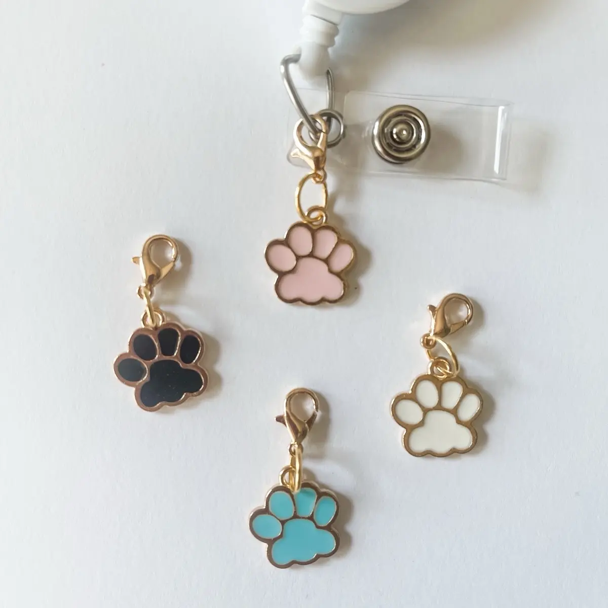 Paw Cat Dog Badge Reel Charm Keys Dog Lover Cat Lover - Fun Unique Personalization BADGE REEL NOT INCLUDED