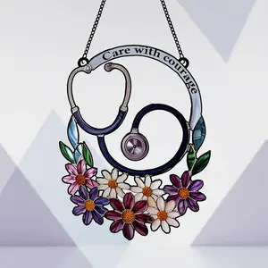 Stethoscope Flower Acrylic Suncatcher | Nurse Window Hanging | Medical Appreciation Gift