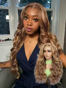 Lehanhair 24 Inch Glueless Long Wavy Synthetic Various Colors 4X6 Lace Wigs for Women, Gorgeous Fluffy Wigs without Bangs, Synthetic Wigs for Party, New Year Christmas Daily Use