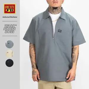 FB COUNTY Men's 1/2 Zip Short Sleeve Shirts FBCOUNTY Half Zip Work Shirts with Pockets Casual Formal Short Sleeves Shirts Hip Hop Harem