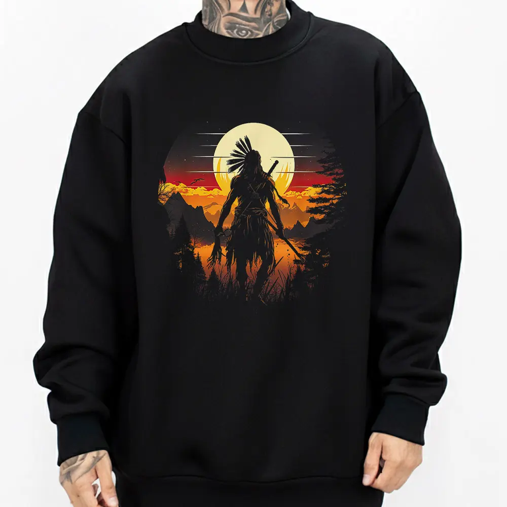 Native American Chief Tribes Culture Pride Unisex Hoodie Loose Fit Medium Heavy Cotton Blend True to Size for Men & Women S-5XL