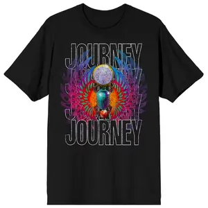 Journey Scarab & Jewel Crew Neck Short Sleeve Men's Black Vintage Style Retro Shirt Y2K Halloween Outfit for Men Gift for Birthday  Holiday