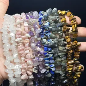 5×8 mm Natural Stone Irregular Small Chips Beads, Multi-Color Options for DIY Jewelry Making, Single Row/Mixed Color Bracelet & Necklace Accessories