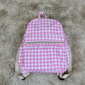 Checkered ruffle children girls backpack