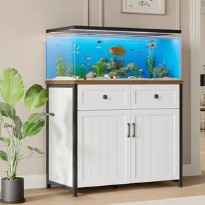 Linor 40-50 Gallon Aquarium Stand with Power Outlets Heavy Duty Metal Fish Tank Stand for 40-50 Gallon Tanks 660LBS Capacity White