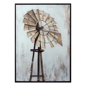 212 MAIN Rustic Hangable 28 in. Brown Fabric Windmill Wall Decor, Ready-to-Hang Room Hanging Home Decor