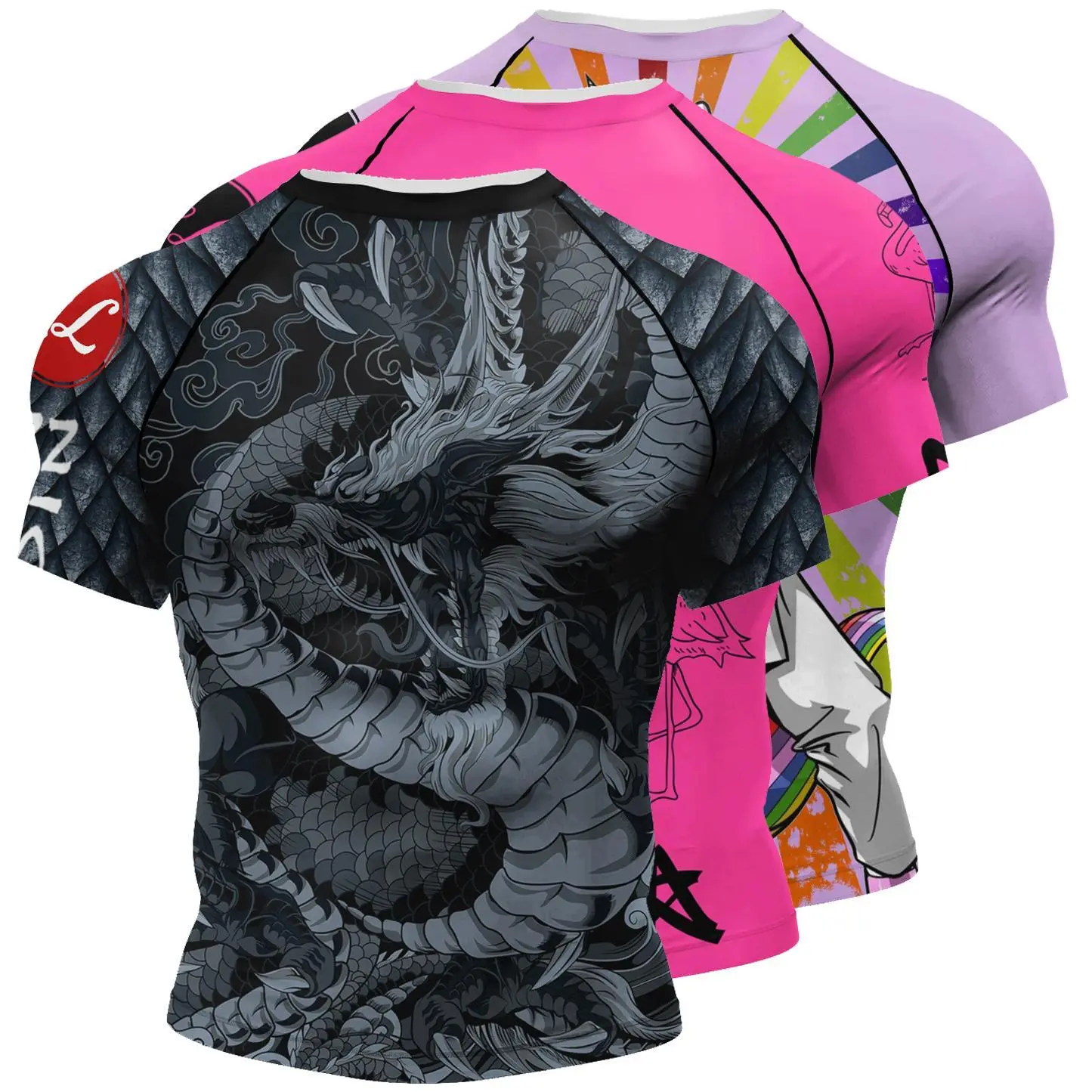 CODY LUNDIN Male Sublimation Printing Short-Sleeve Compression Rash Guard, Men's BJJ No Gi Jiu Jitsu Grappling T-Shirt for MMA (Sizes M-XXL)
