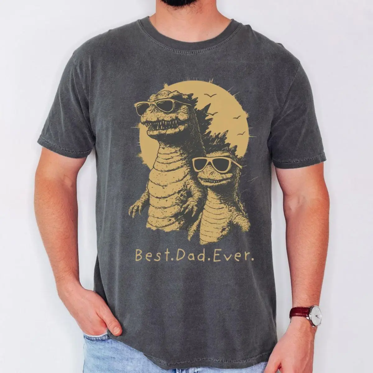 Comfort Colors Personalized Best Dad Ever Dadzilla T Shirt, Father's Day Gifts For Dad Funny Papa Tshirt, Cool Daddy Dinosaur Tee, Unisex Short Sleeve Tee, Classic Streetwear