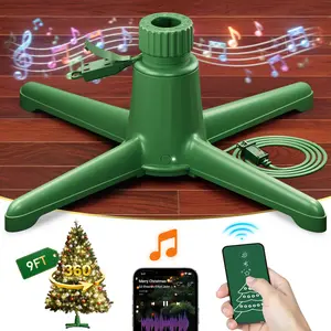 [Springlift] Musical Rotating Christmas Tree Stand – Fits 1.25–2" Tree Poles, 800W, Supports up to 9ft / 120lb Tree, Built-in Bluetooth Speaker, with Remote