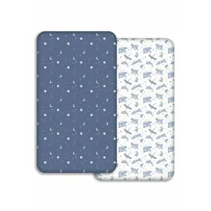 An BABY Crib Sheets 2 Packs For Boys Girls, Fitted Sheet For Crib And Toddler Mattress, Super Soft Microfiber Baby Sheet 47x24x6in, Oeko-Tex Certificated