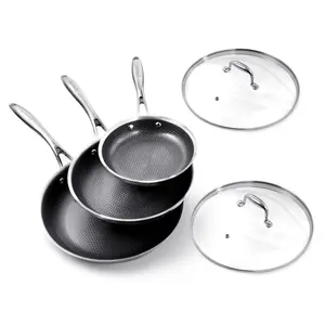 TIBBICC Professional Series Nonstick Stainless Steel Frying Pan Set with Glass Lids (8”/10”/12”) – Easy Clean, Oven Safe, All Cooktops, Made for Healthy Family Meals tiktokshopspringglowup Cooking Pans Set, Nonstick Cookware Sets