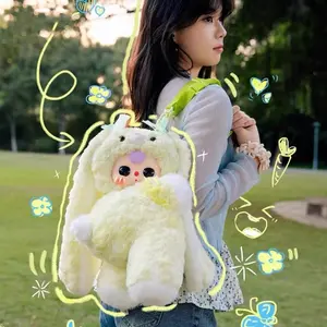 Baby Three - Hugging Backpack Mystery Boxes Bag Pendant Bunny Plush Dolls Soft Collectibles Hidden Style 1 Hidden Probability:1/72