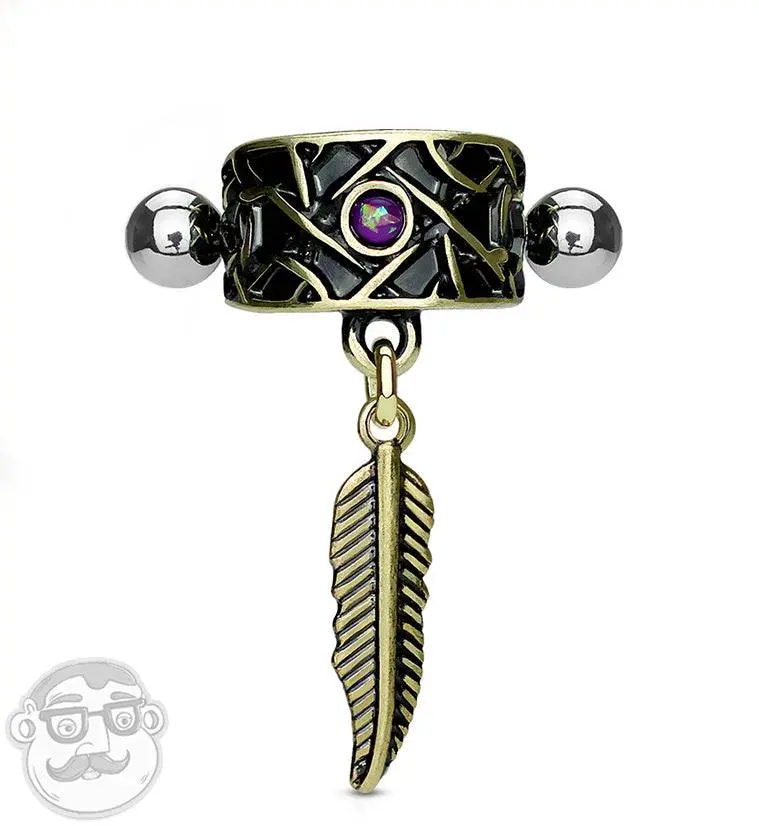 16G Tribal Feather Helix - Cartilage Barbell