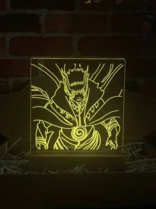 Naruto Anime Acrylic Plaque With Wood Stand  - Baryon Mode Naruto