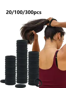 20/100/300 pieces of women's black, stylish, simple, Durable, high-elasticity, and thickened hair ties. These all-season hair ties are suitable for daily wear and gifting, and can be used for sports, tying ponytails, and securing hairstyles.