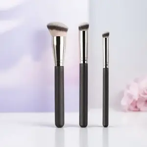 Professional Multifunctional Makeup Brush Set - Liquid Foundation, Concealer & Contour Brushes with Dense Bristles, Ergonomic Anti-Slip Wooden Handles, Buffer Tech for Even Application - Portable Case for Liquid/Cream Formulas