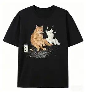 Smoking Cats Shirt, Funny Bad Cats T-Shirt, Grunge Cat Meme Tee, Multiple Colors Available, Bad Cat Smoking Drinking Shirt, Edgy Cat Meme Graphic Tee, Grunge Aesthetic Cat T-Shirt, Funny Bad Cats Casual Top, Smoking Drinking Cats Tee