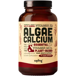 Sapling Algae Calcium with Vitamin K2 and D3, Zinc, Manganese, and Boron - 90 Capsules