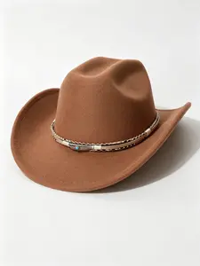 Western Cowboy Hat for Women and Men, Vintage Geometric Visor Hat, Boho Style, Feather and Turquoise Decoration, Outdoor Fashion