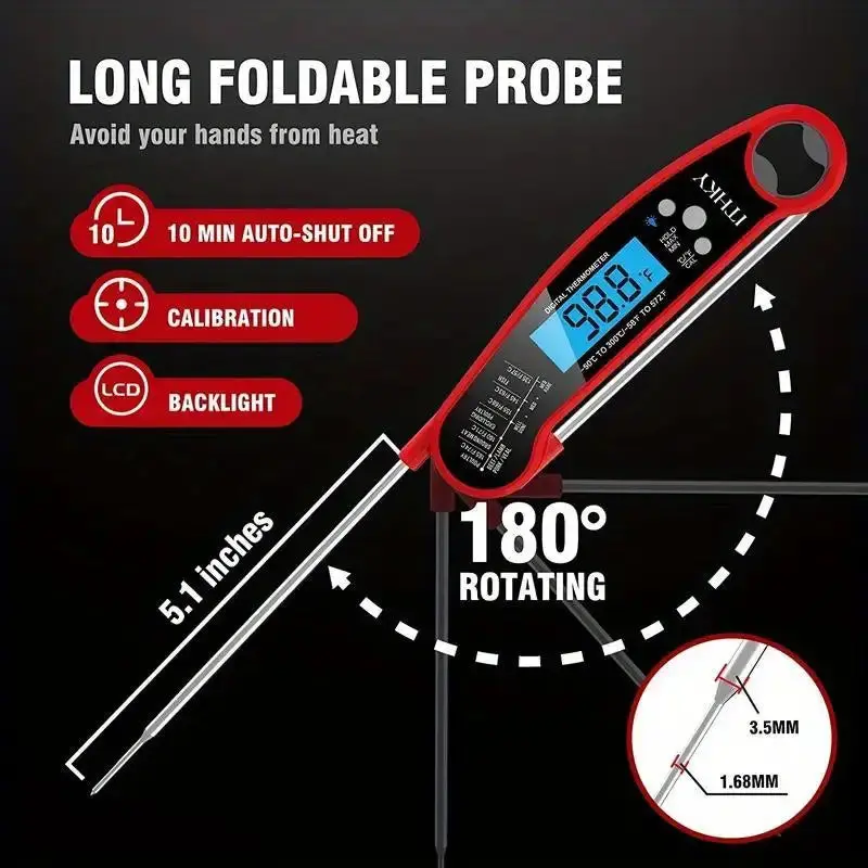 Instant Read Digital Meat Thermometer with Probe and Light