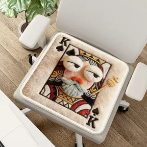 Poker Pattern Plush Seat Cushion Imitation Cashmere Soft Anti-Fouling Easy Care Pad For Car Seats And Office Chairs