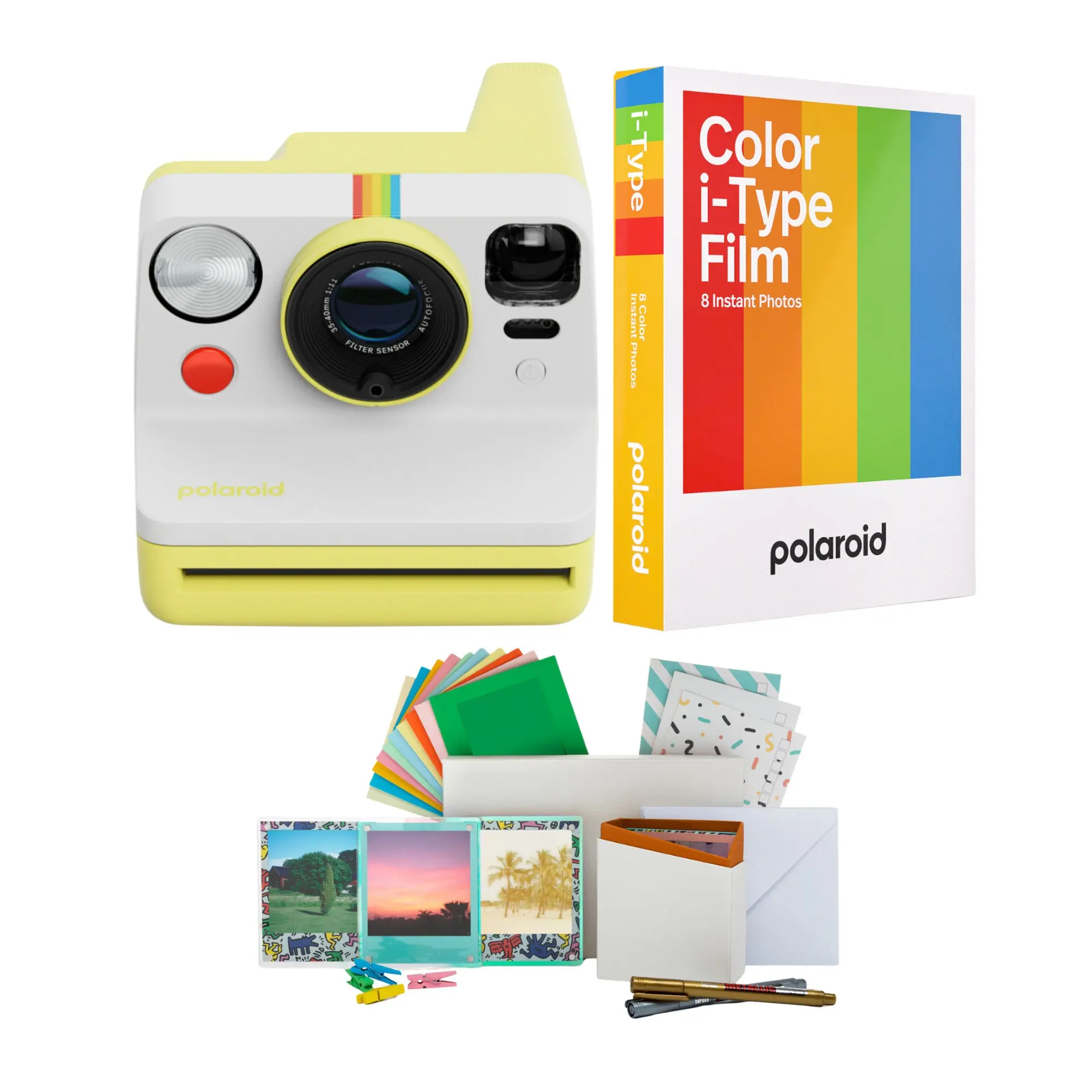 Polaroid Now Generation 3 Yellow Rechargeable Analog Instant Camera Bundle with USB-C, Built-In Tripod Mount, 600 Film Compatibility to Capture Real Life, Filter Compatibility