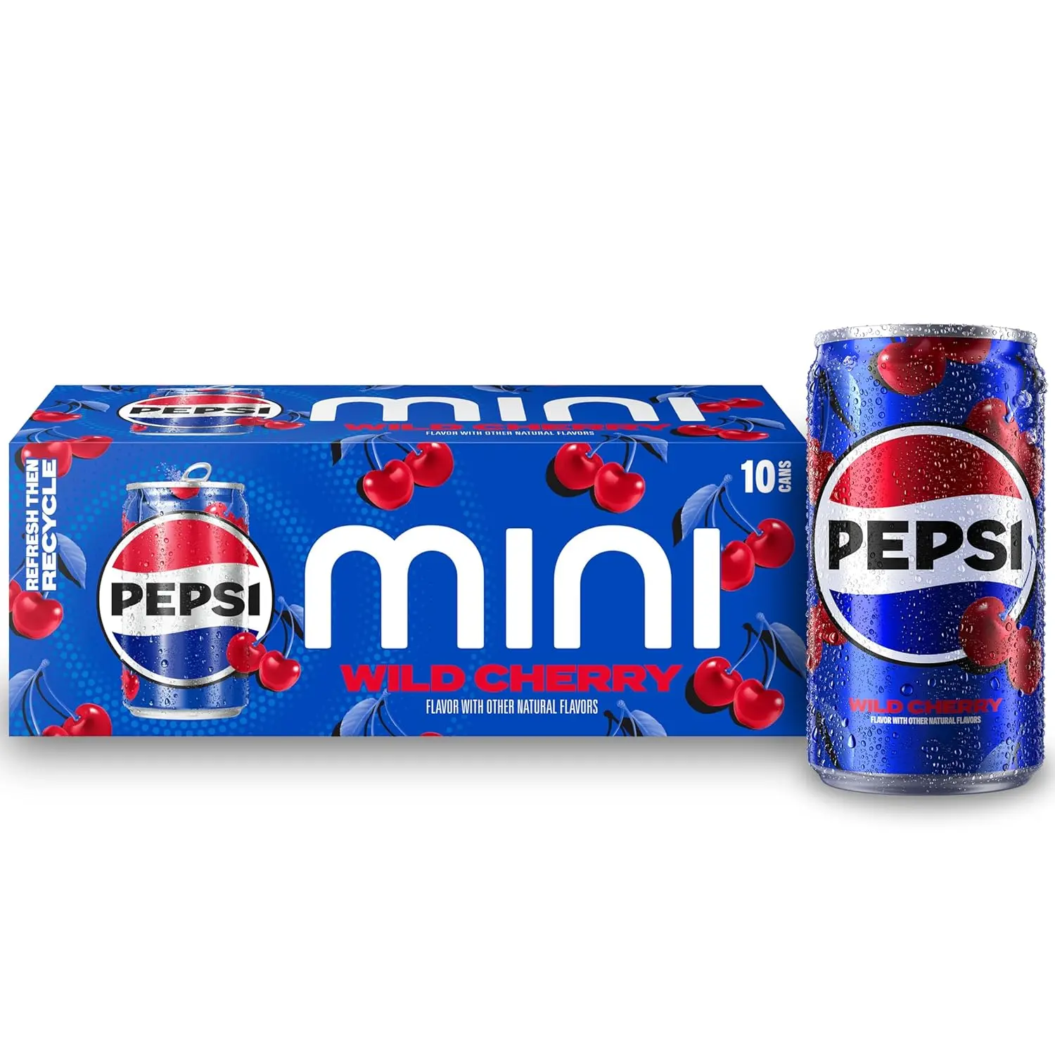 Pepsi Wild Cherry Cola Fizzy Drink Mini Cans, 7.5 oz (10-Pack) (Packaging May Vary)