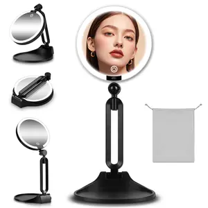 6-Inch Rechargeable Portable Magnifying Mirror with Light, 30X/1X Double-Sided, Dimmable LED Lighting, 360-Degree Adjustable, Foldable Travel Makeup Mirror for Christmas Decor, Led Dimmable Mirror fathersdaygiftideas