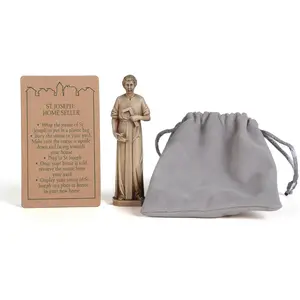 Catholic St. Joseph Statue for Selling Homes, Patron Saint Figure, Home Seller Kit with Instruction Card, with Burial Bag, 3.5inches H, Handpainted by Buildclassic
