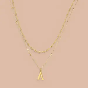 Double Layer Gold Initial Letter Necklace