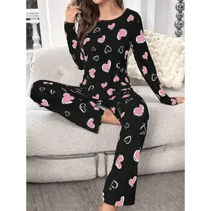 Heart print tee & pants PJ set/pajama set