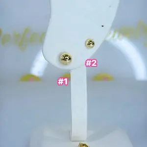 Half Dot Design Stud Earrings - Simple Gold Dot Accent Jewelry Piece 14k Laminated Gold Hypoallergenic Daily Wear Earrings