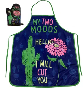 My Two Moods Hello I Will Cut You Funny Flower Cactus Graphic Novelty Kitchen Accessories Funny Graphic Kitchenware Bakeware Introvert  Funny Sarcastic  Novelty Cookware Black