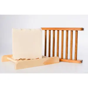 Bamboo Soap Holder - Rectangle Design for Dry Hygienic Soap - Sustainable Eco-Friendly Wooden Aesthetic for Bathroom or Kitchen (Soap bars sold separately)