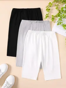 Girls Casual Fitted Leggings 3 Pack in Stretch Knit Fabric, Lightweight Everyday Essentials for All Seasons