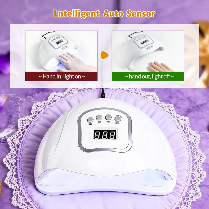 SUN Plus Flash UV Nail Lamp with 4 Timer Settings 256WPower for Gel Polish Fast Curing Manicure Dryer withSmart Auto-Sensing & Portable Handle Design WhiteDrying Uv Lamp Cured Uv Led Lamp