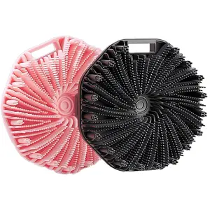 2 Pcs Silicone Body Scrubber with Hooks, Gentle Exfoliating Shower Brush with Non-Slip Handles, Body Buffer for All Skin Types, Rich Lathering