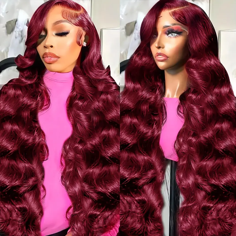 30 Inch Only $99】99J Burgundy Lace Front Wigs Human Hair  display picture 1