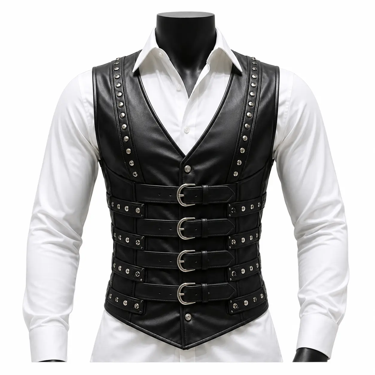 Mens Corset Vest Real Leather Steel Boned Steampunk Gothic Business VEST USA
