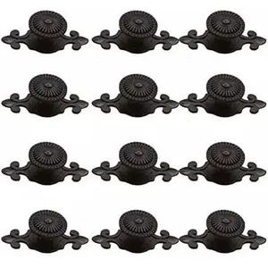Black Antique  Retro Drawer Cabinet Metal Knobs with Backplates 12 count,Mushroom Shape Pulls Handle Dresser Knob