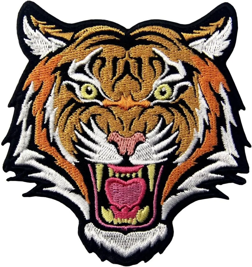 The Roaring Bengal Striped Tiger Embroidered Badge Iron On Sew On Patch