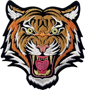 The Roaring Bengal Striped Tiger Embroidered Badge Iron On Sew On Patch