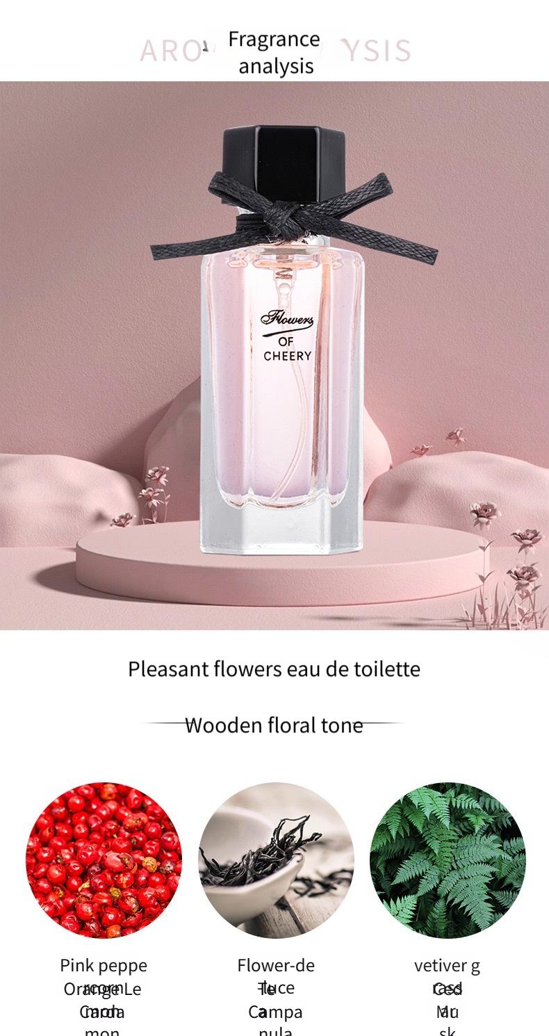 Women’s eau de toilette featuring four distinct fragrance notes: Pink Stream, Floral, Scarlet Ocean, and Black Trace. Suitable for everyday wear and a variety of occasions.