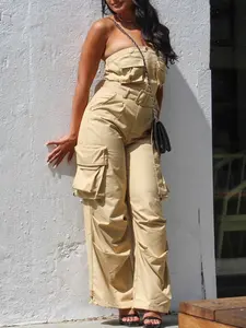 Athina safari multi pocket belted jumpsuit Womenswear Chic Comfortable Elastic Overalls