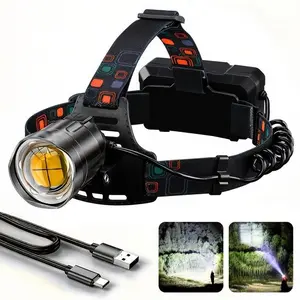 Powerful LED Headlight, 3 Modes Zoom Headlight, USB Rechargeable 18650 Lamp, Supports USB Output, Ideal for Hunting, Fishing, Headlamp Flashlight, LED Rechargeable Flashlights