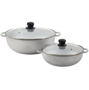 IMUSA 2.5/7.0qt Cast Aluminum Caldero 2pc Set with Glass lid - 22/30cm, Dutch Oven Pot, Glass Lids, Kitchen Cookware, Family Cooking Pots, Everyday Cookware